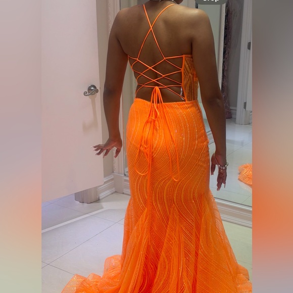 Jovani Radiant Orange Backless Dress